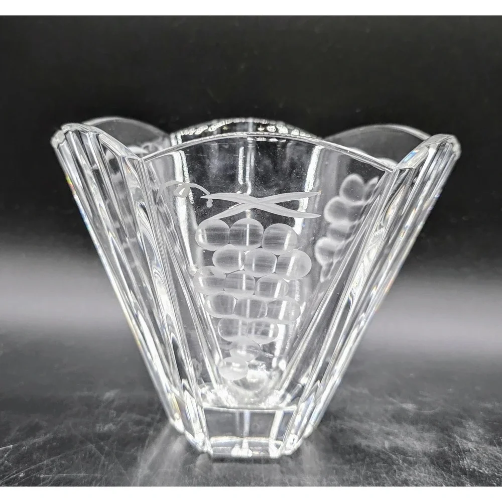 Vintage Mikasa Heavy Crystal Bowl Candy Dish Grape Design Yugoslavia 6.25